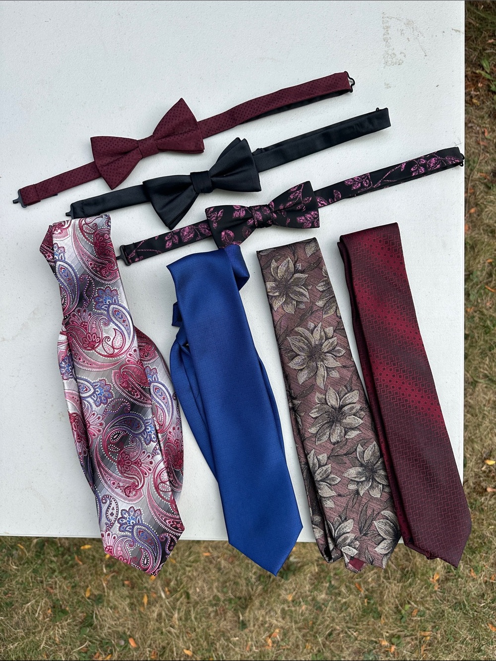 Bulk Assorted Men's Neckties (4) & Bow Ties w/ Adjustable Sizes (3)